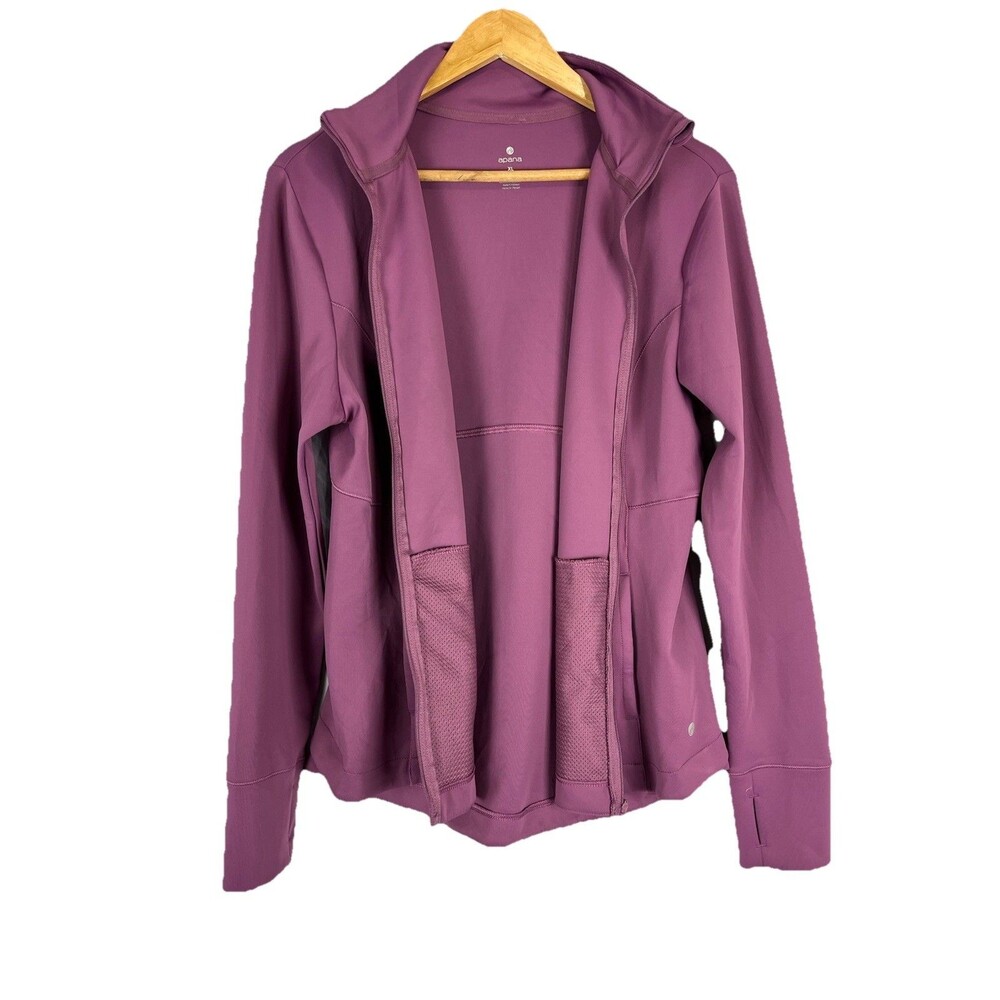 Apana Jacket Women XL Purple Full Zip Athletic Yoga Lightweight - Picture 5 of 12